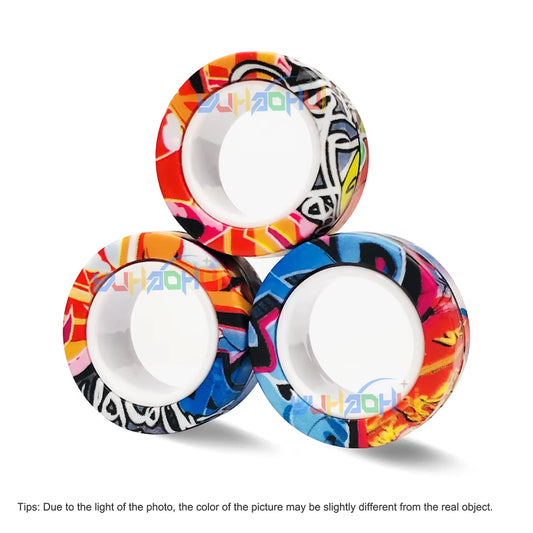 3PCS Fingertip Magnetic Rings Colorful Relief Fidget Toys Set for Adult Magnet Spinner Anti-Stress Relieve Anxiety Toys for Boys